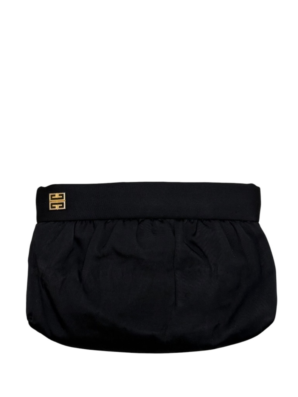 GIVENCHY - VINTAGE BLACK GOLD NYLON LEATHER PARIS EVENING TOP ZIP CLUTCH BAG